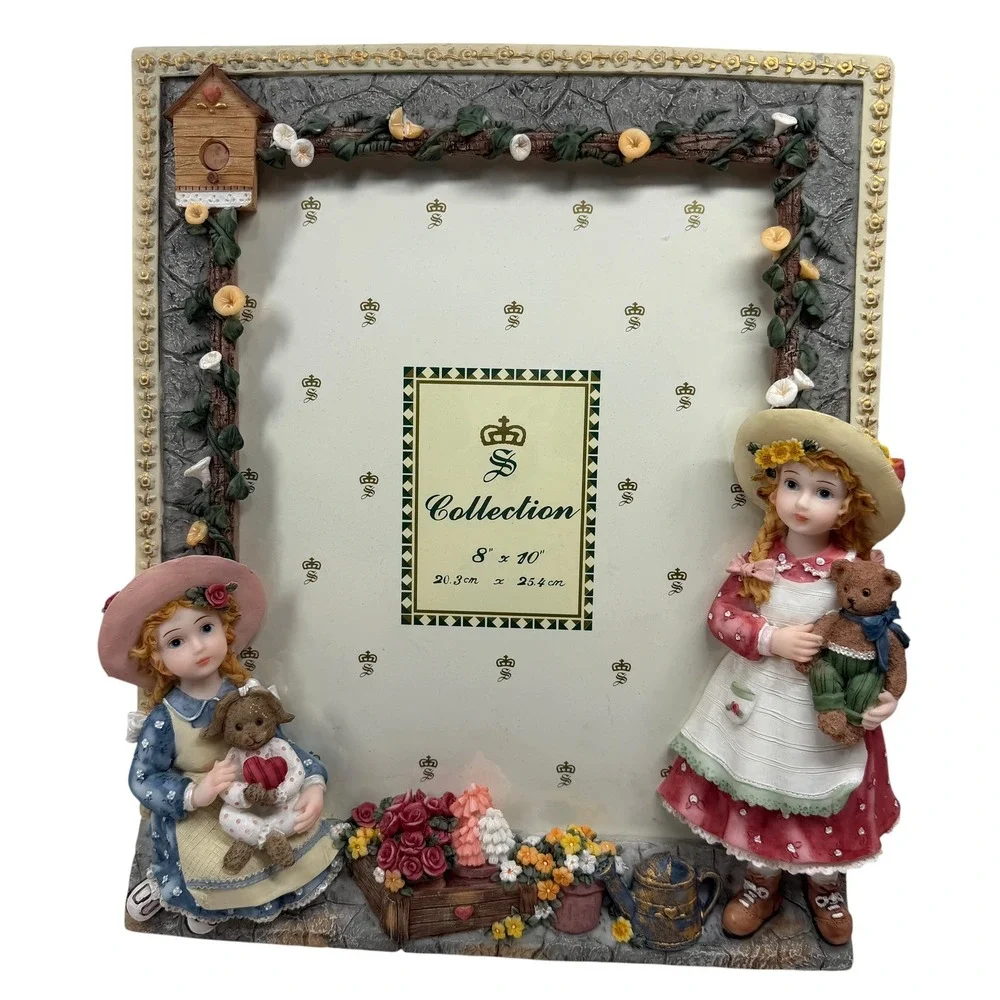 Montefiori Collection Picture Frame 3D Resin Girls Teddy Bear Cottagecore Decor